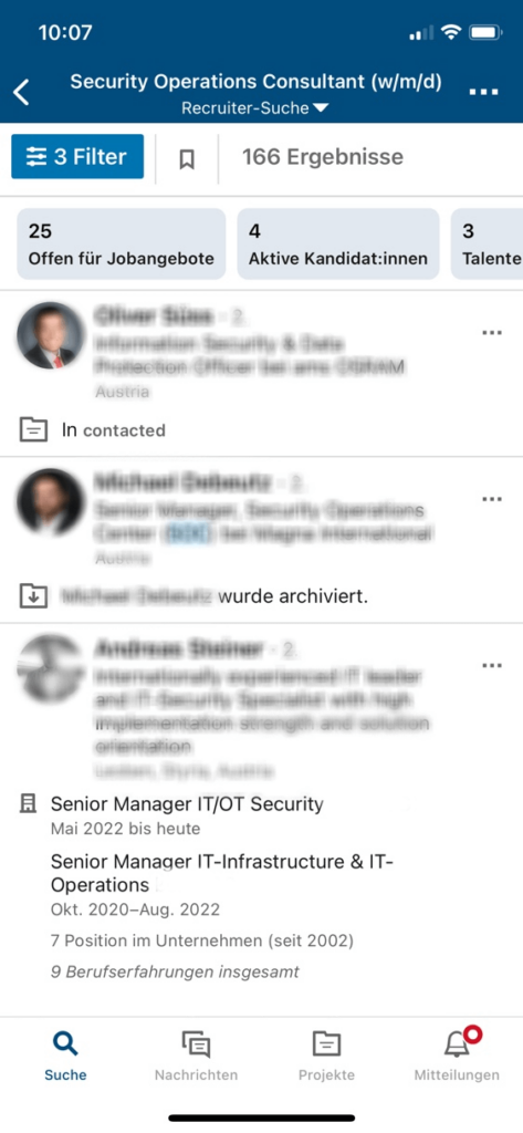 screenshot linkedin recruiter mobile